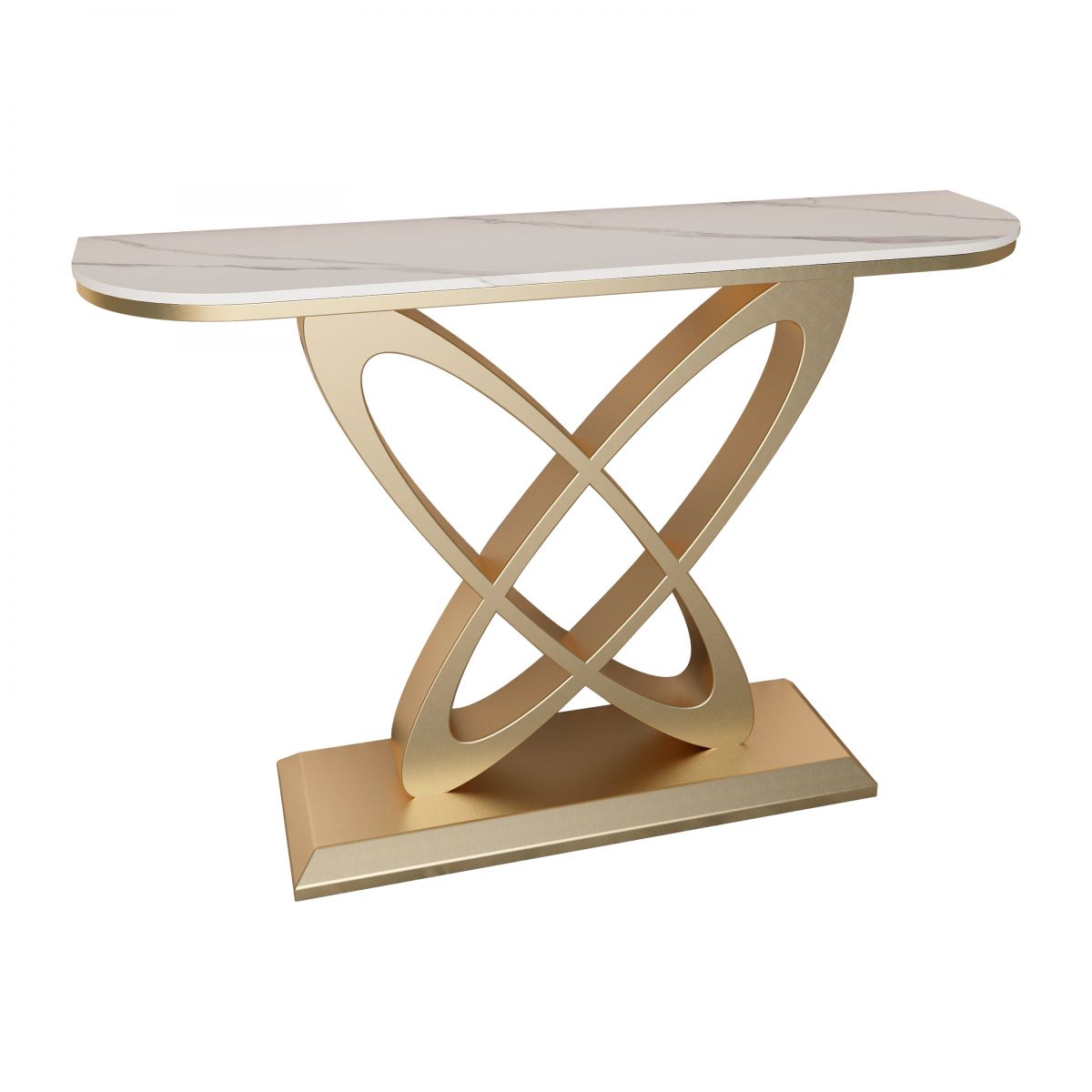 Contemporary Half Moon Console Table with Pedestal Base Accent Table