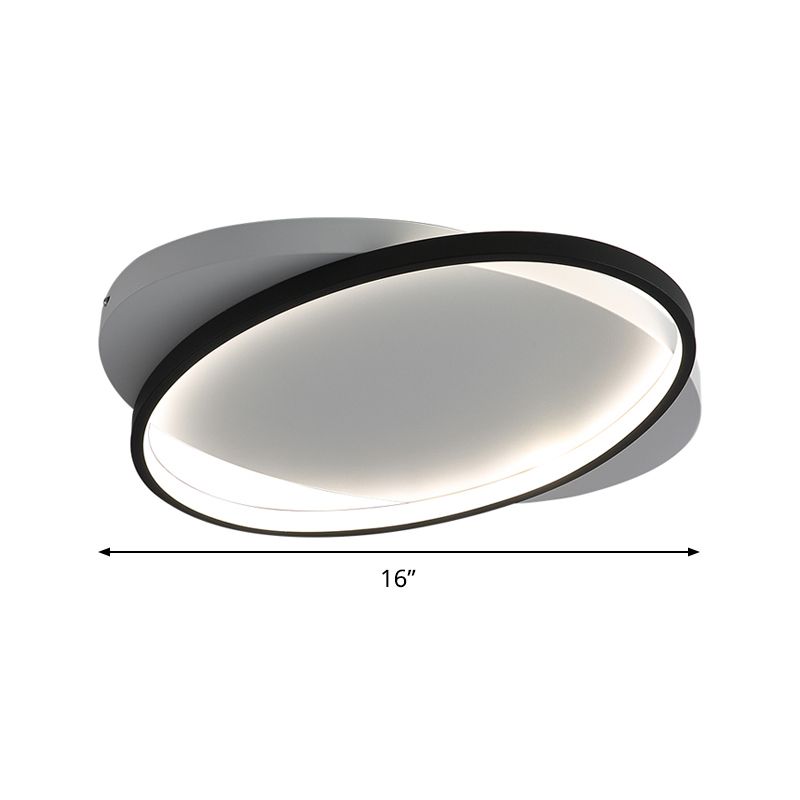 Black Oval Flush Mount Light Modern Acrylique 16 "/19.5" Wide LED Ceiling Lamp in Warm / White Light