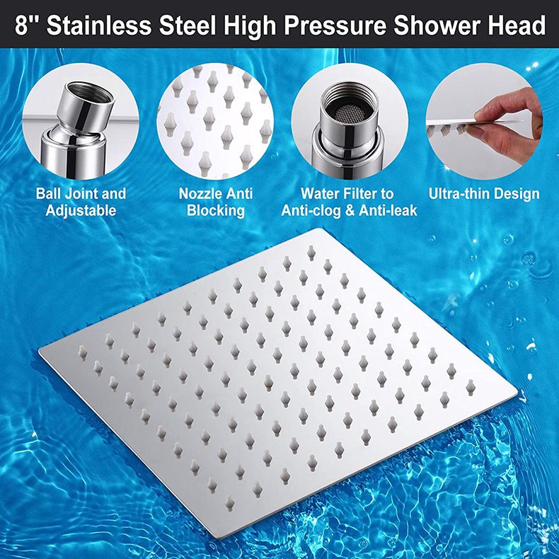 Square Shape Dual Shower Heads Modern Home Metal Dual Shower Heads