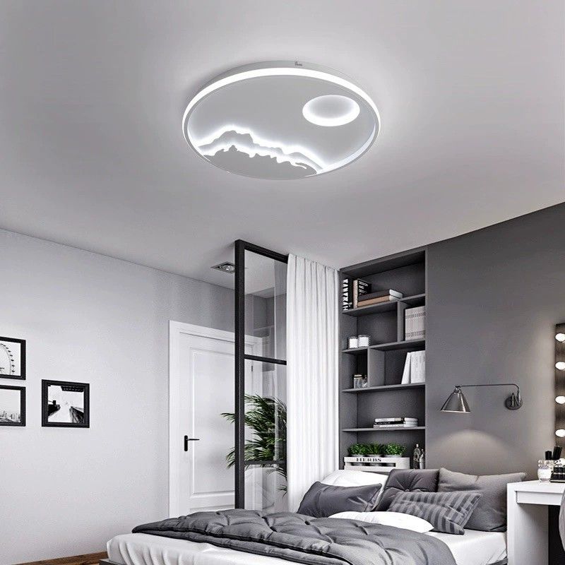 White Circular Flush Mount in Modern Creative Style Acrylic LED Ceiling Fixture