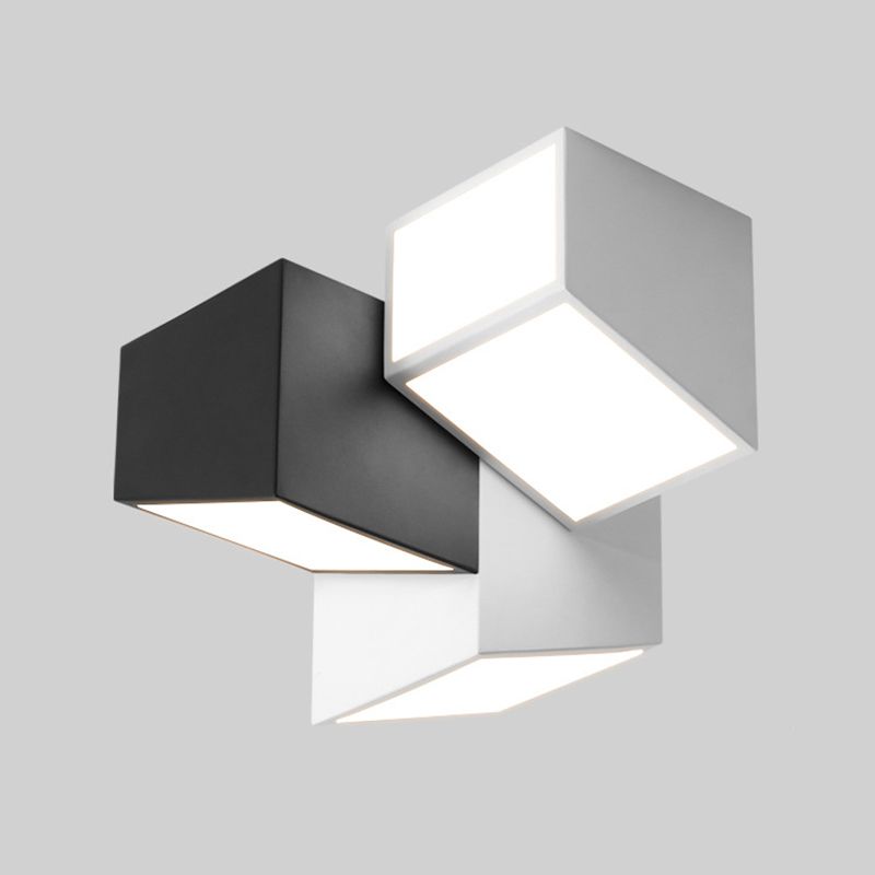 Metal Geometric Flush Light Modern 3 Lights Flush Mount Ceiling Light