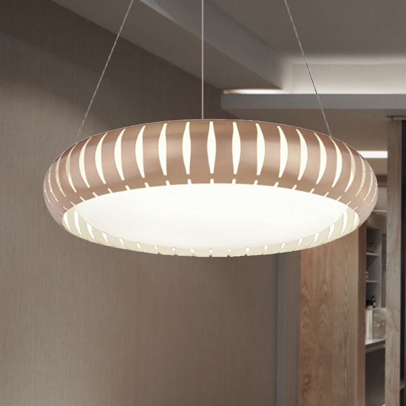 Modern Round Ceiling Pendant Light Metal LED Gold/Black/White Hanging Lamp in Warm/White/Natural Light, 18"/22" Wide