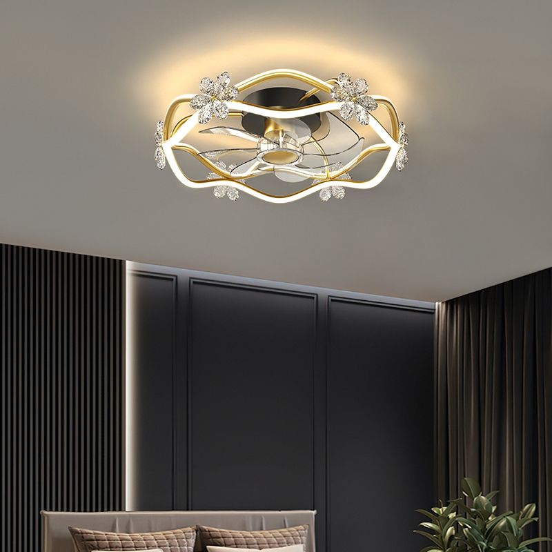 Geometry Ceiling Fan Lights Kids Style Metal LED Flush Lights for Bedroom