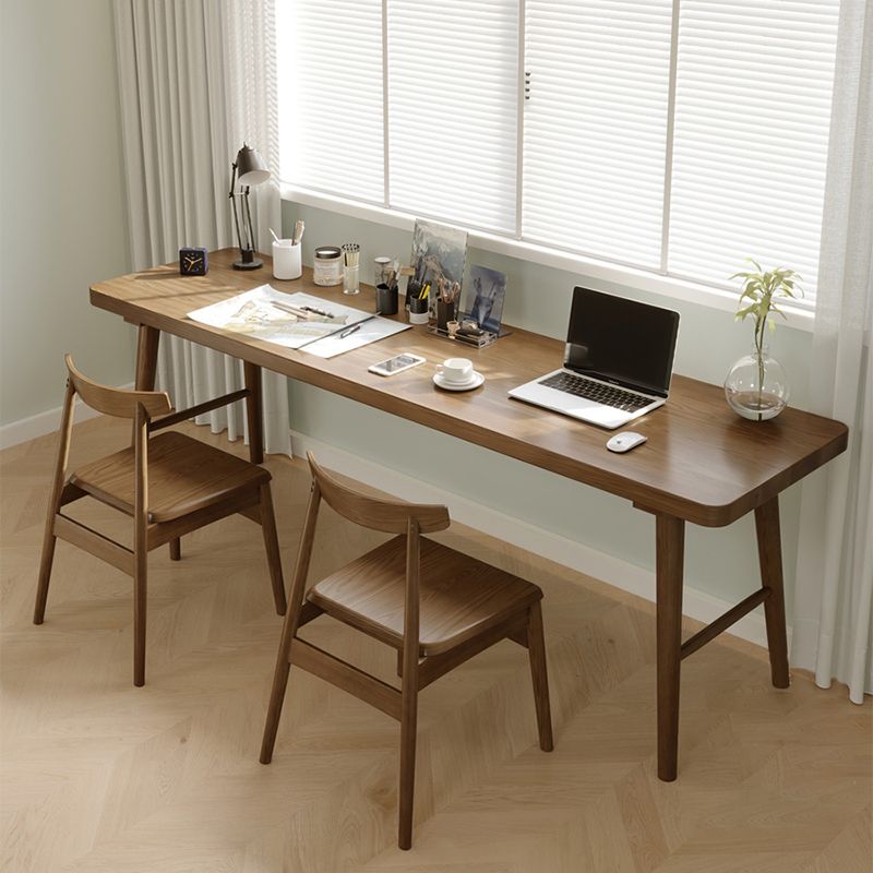 Contemporary Wooden Writing Desk Bedroom Office Desk in Brown with Legs