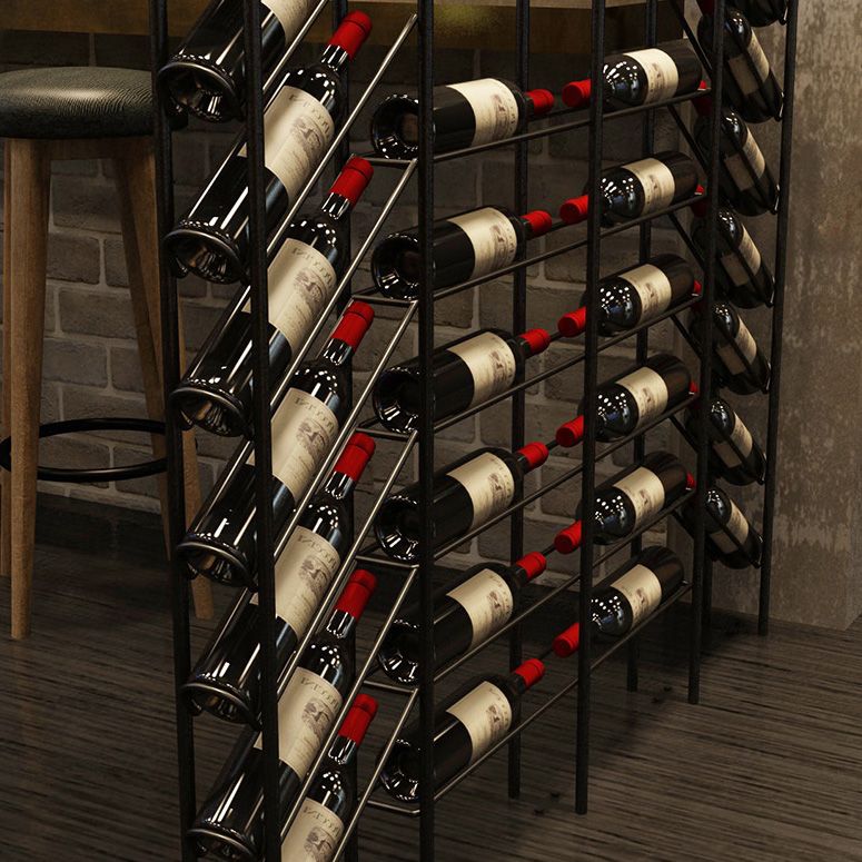 Metal Floor Bottle Wine Rack Modern Black Wine Holder with Shelf