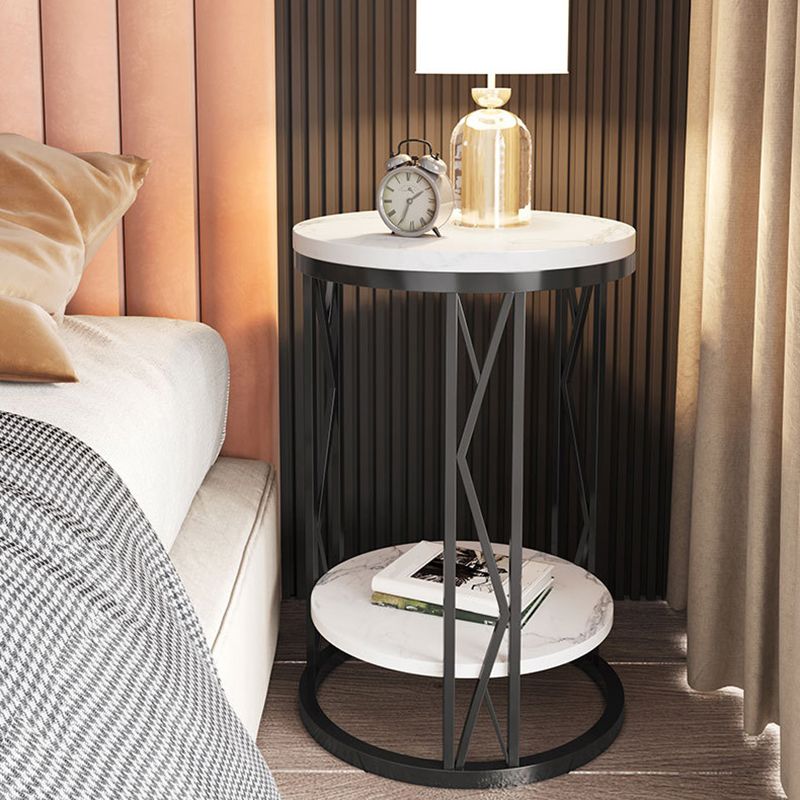 Industrial Bed Nightstand Open Storage Accent Table Nightstand for Bedroom