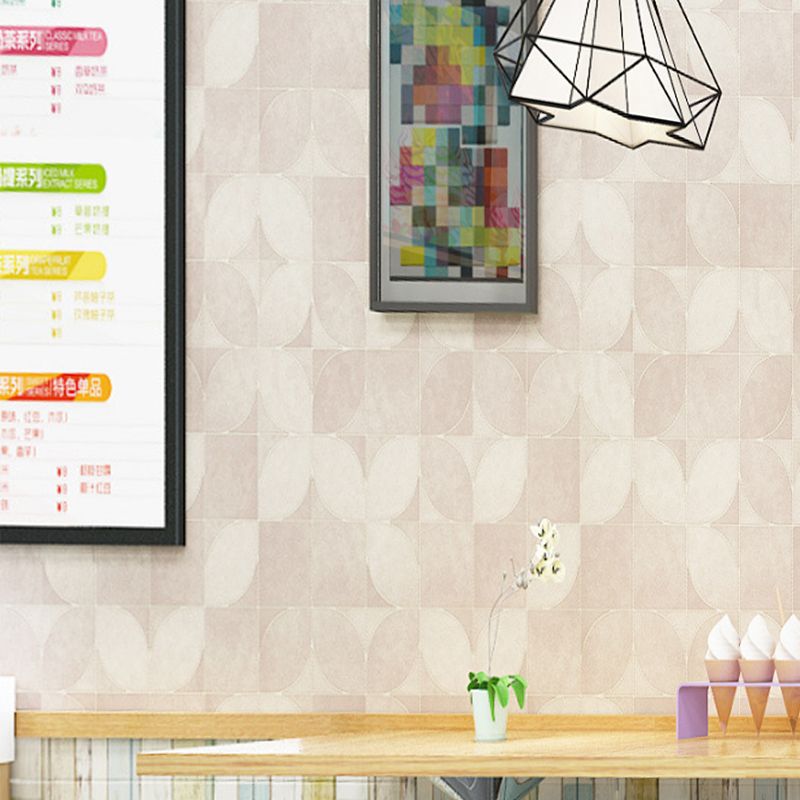 Simple Color Modern Wallpaper Square and Leaves Wall Covering, Non-Pasted