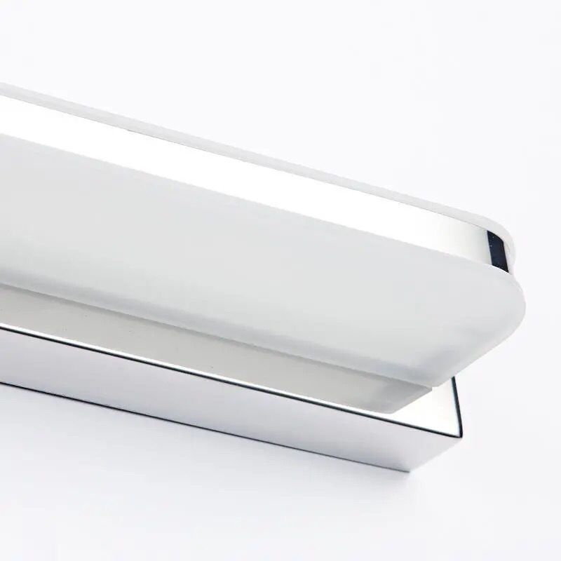 Linear Wall Light Fixture Modern Metal 1 Light LED Mirror Light for Bathroom in Silver