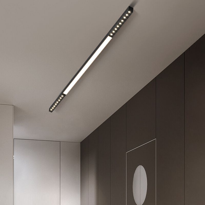 Metal Ceiling Light Fixture Minimalism Linear LED Flush Mount for Corridor