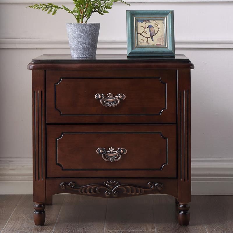 Contemporary Nightstand Solid Wood Accent Table Nightstand with Drawers