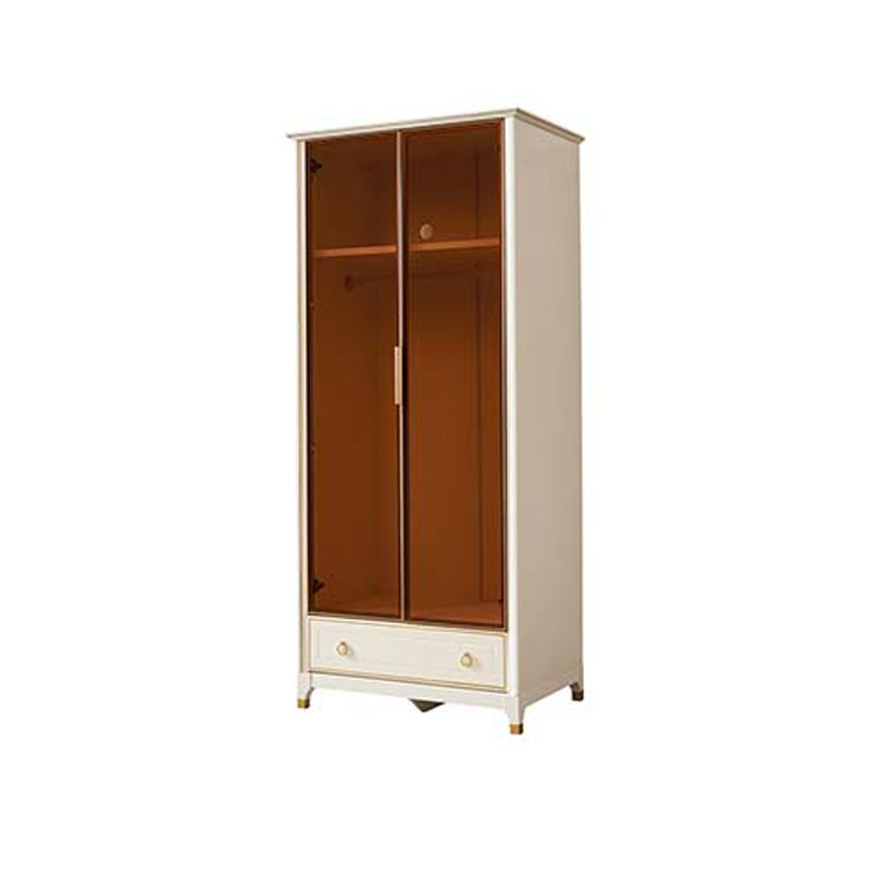 Rubberwood Wardrobe Cabinet Modern White Wardrobe Armoire with Legs