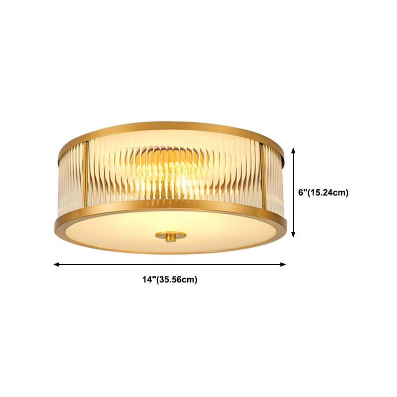 American Style Ceiling Lamp Glass Gold Flush Mount Lighting for Bedroom