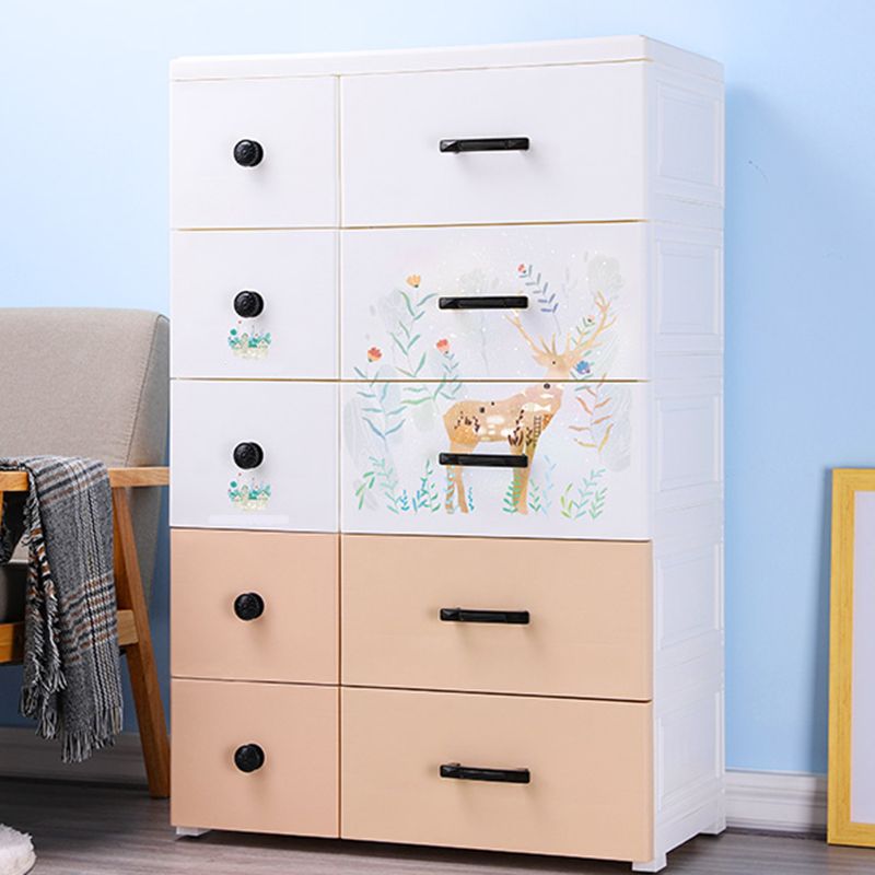 Scandinavian Nursery Dresser Vertical Plastic Kids Furniture with Drawers for Bedroom