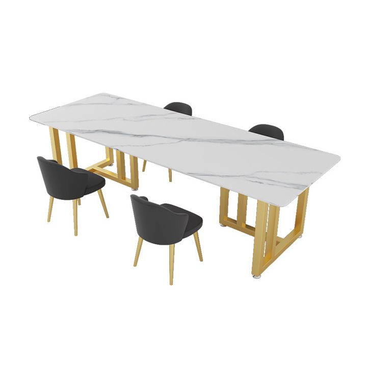 Office Study Table Curved Shaped Modern Sintered Stone Meeting Desk