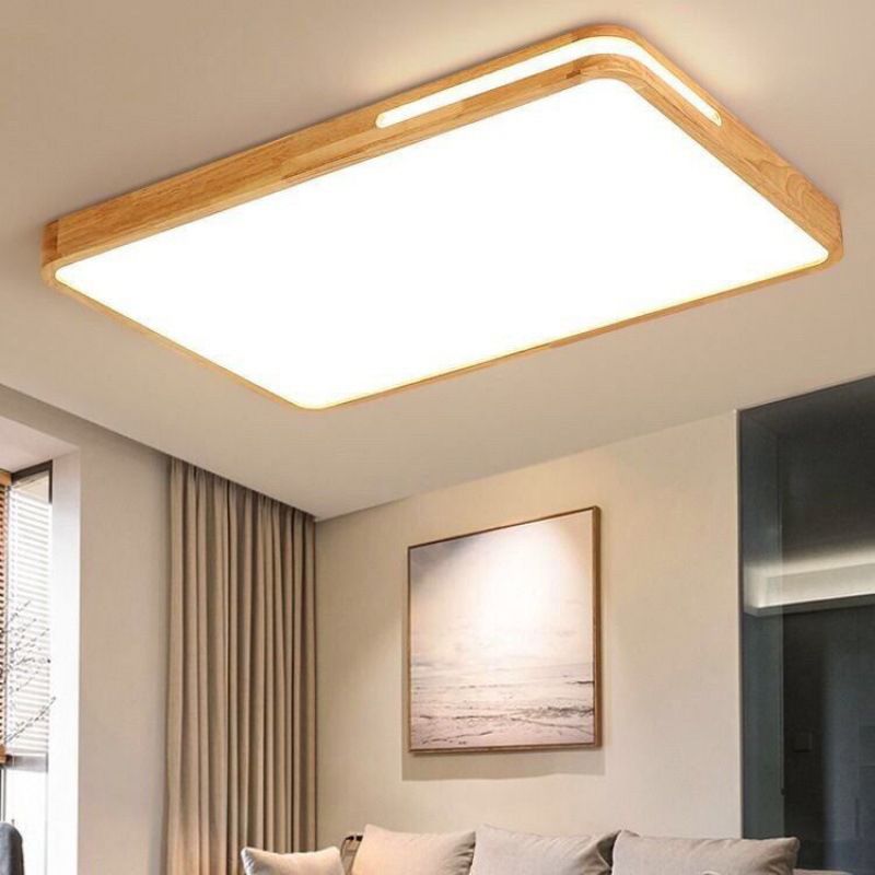 1 Light Geometric Flush Mount Contemporary Wood Ceiling Light