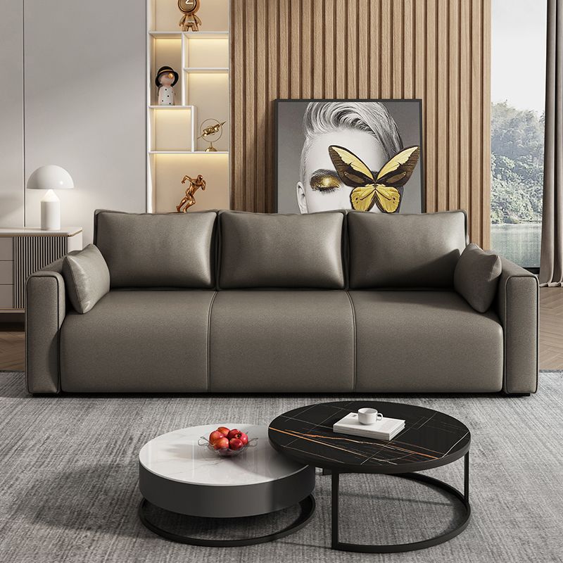 Faux Leather and Suede Stain Resistant Contemporary Standard Sofa Couch