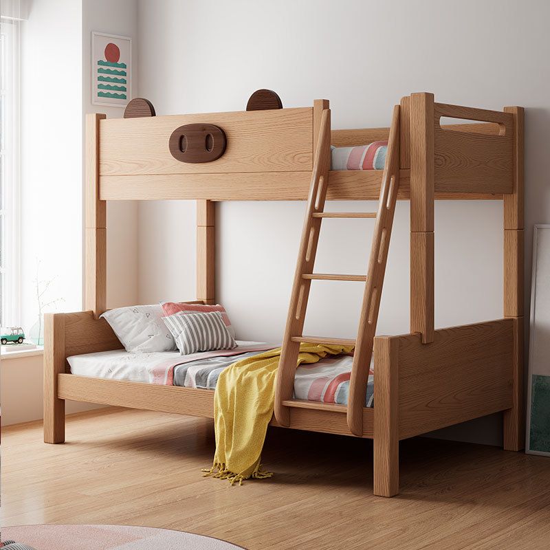 Scandinavian Standard Bunk Bed in Rubberwood 66.93" High Natural Bed