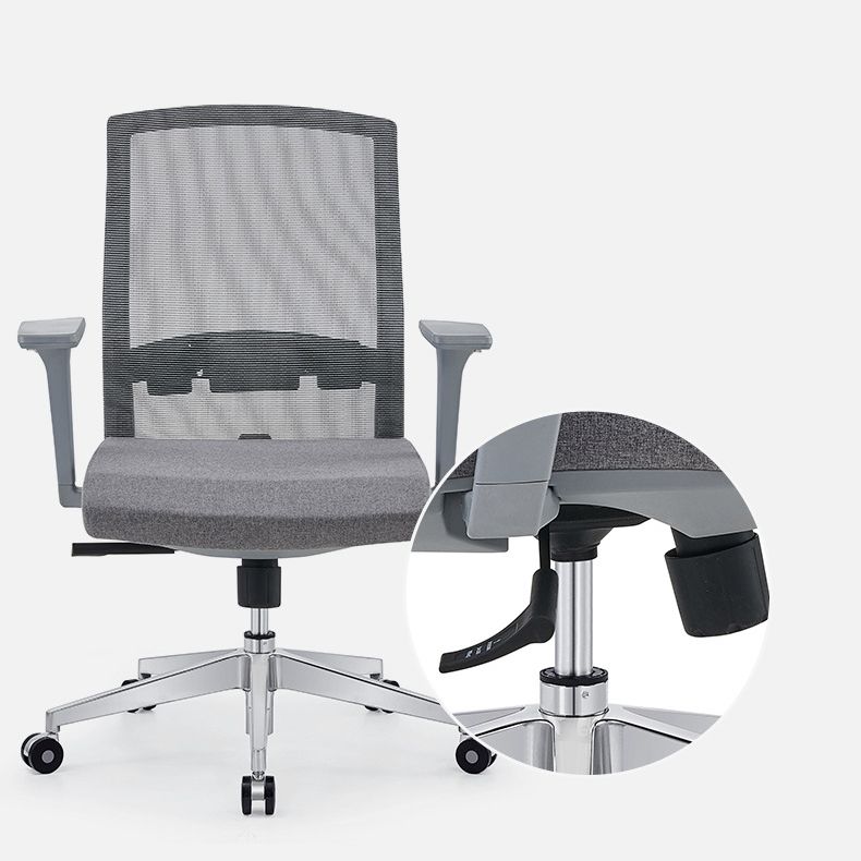 Modern Fixed Arms Desk Chair with Wheels Mid-Back Office Chair