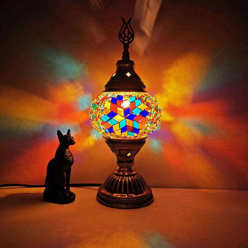 Vintage Style Turkish Mosaic Table Light Glass Lamp Shade Desk Lamp Fixture