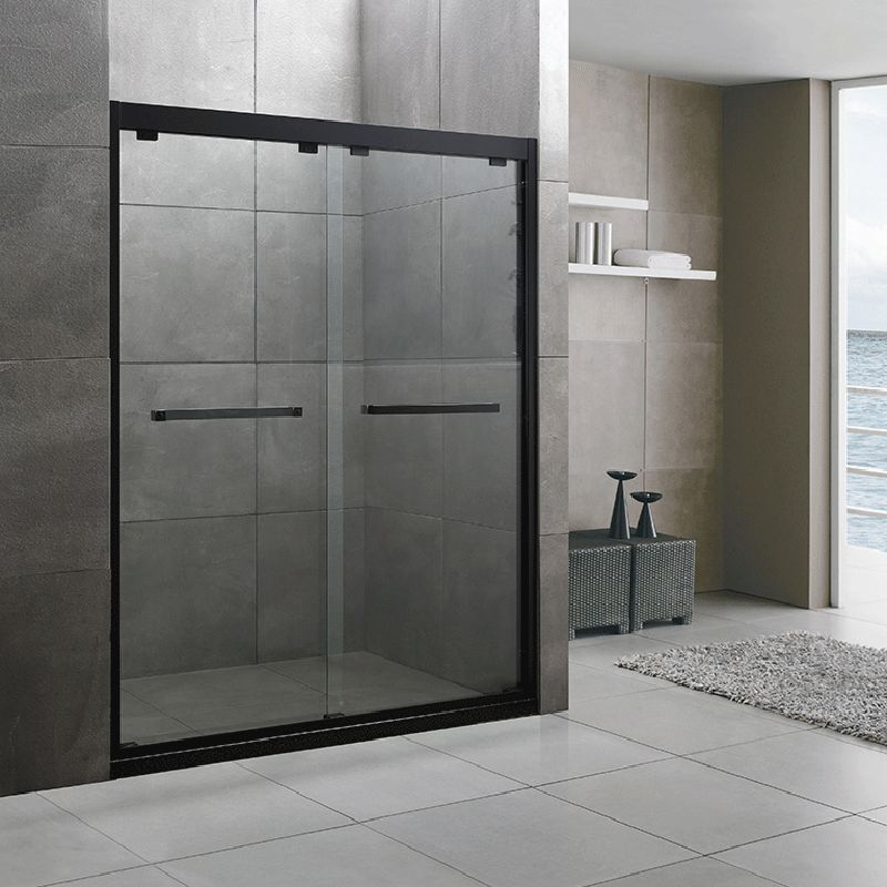 Tempered Glass Bathroom Door, Double Sliding Semi Frameless Shower Door