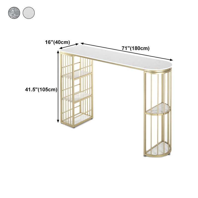 Rectangle Stone Bar Dining Table Traditional Luxury Bar Table with Sled Base