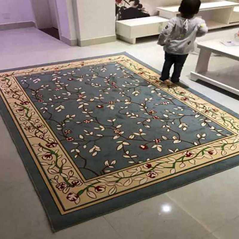 Vintage Decoration Rug Multi Colored Flower Print Polyster Area Carpet Pet Friendly Stain-Resistant Indoor Rug