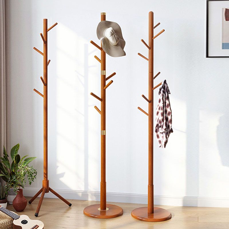 Solid Wood Entry Hall Tree Free Standing Coat Hanger for Hallway