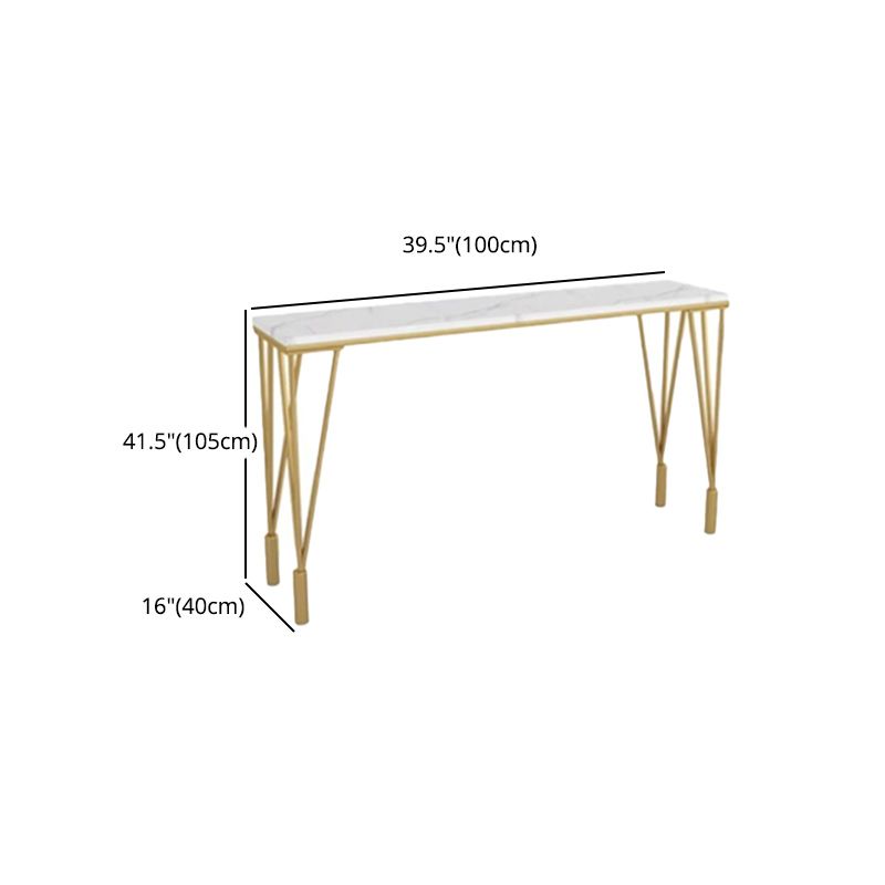 Indoor Marble Cocktail Bar Table Modern Fixed Table Gold and White Bar Height Table