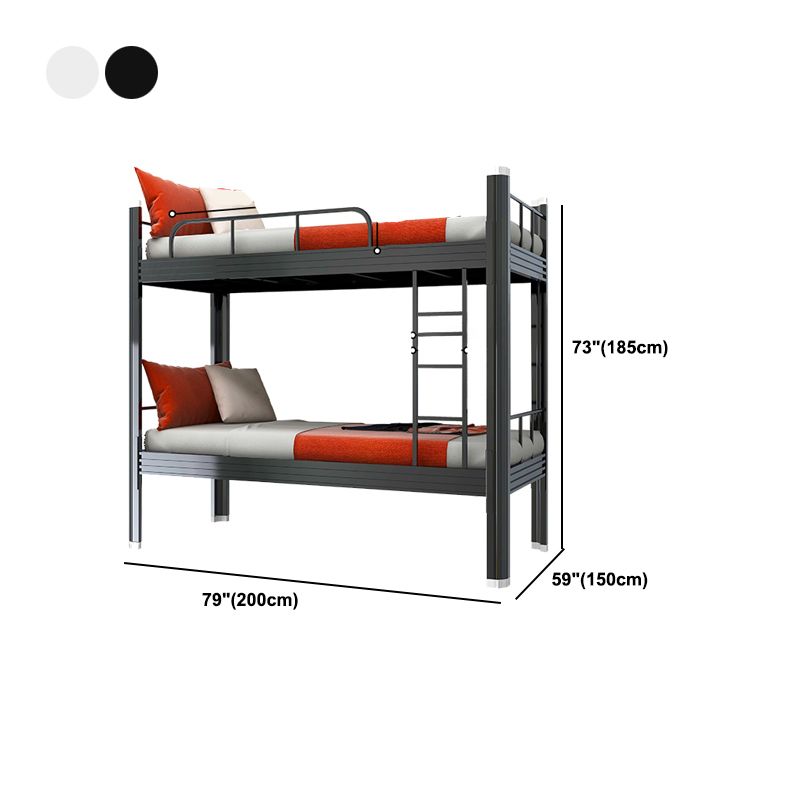 Metal Headboard Built-In Ladder Bunk Bed Footboard Bed with Guardrail