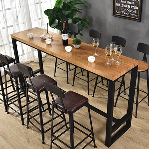 Brown Modern Style Solid Wood and Iron Table Dining Room Bar Table