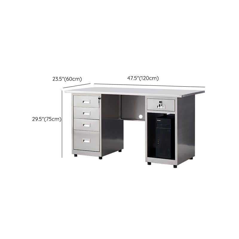 Rectangular Shaped Writing Desk Stainless Steel in Silver for Office