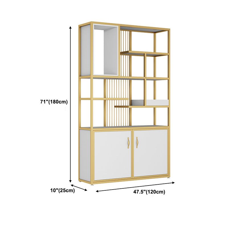 Contemporary Metal Bookshelf Open Shelf Bookcase with Cabinets