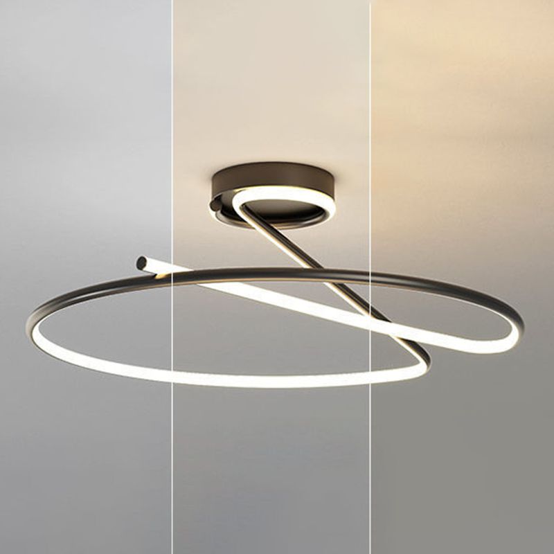 Semi Geometric Flush Mount Lighting Modern Metal Semi Flush Lamp