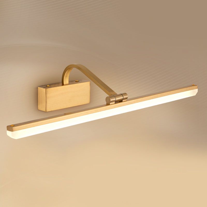 1 Light Linear Shade Wall Sconce Post-Modern Simple Style Mirror Wall Lighting in Brass