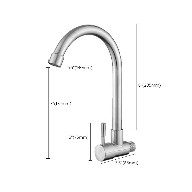 Modern Metal Single Handle Kitchen Faucet Wall Mounted Faucet in Chrome