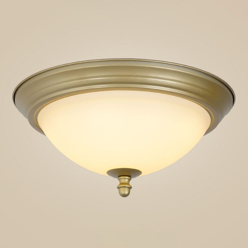 Dôme en verre Opal Dôme Forfait Flush Fixture Vintage Salle d'étude LED Ceiling Mount Lamp