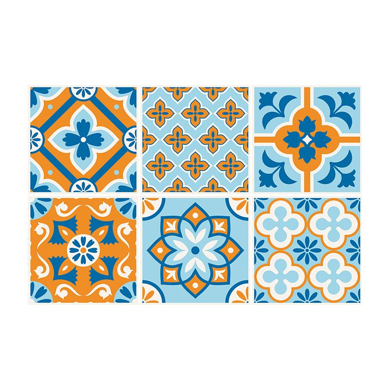 Blue-Orange Bohemian Wallpapers 7.8-sq ft Flower Patterned Wall Covering for Home, Stick On