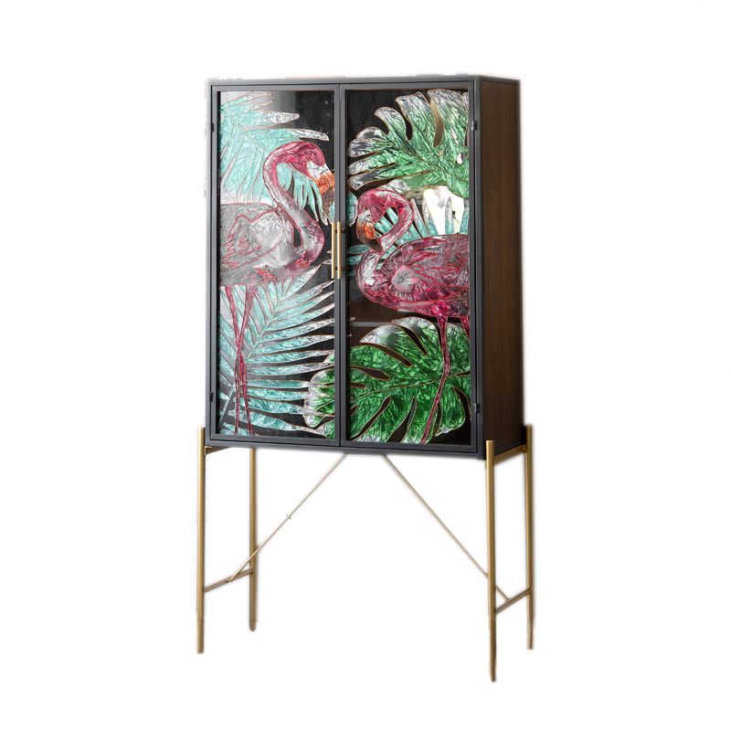 Contemporary Metal Display Stand Glass Doors Display Cabinet with Door