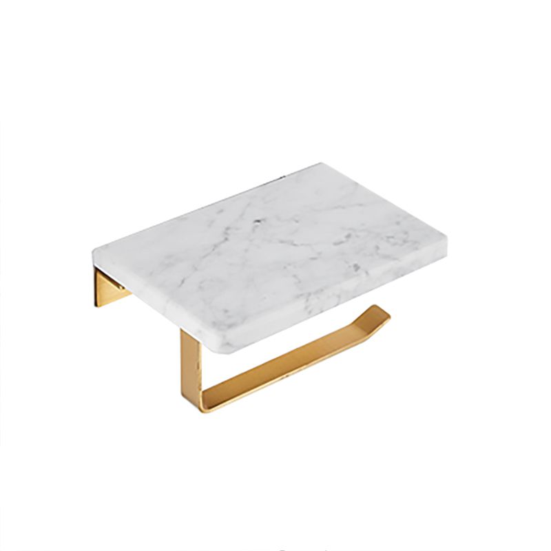 Metal and Marble Bathroom Accessory as Individual or as a Set in Gold