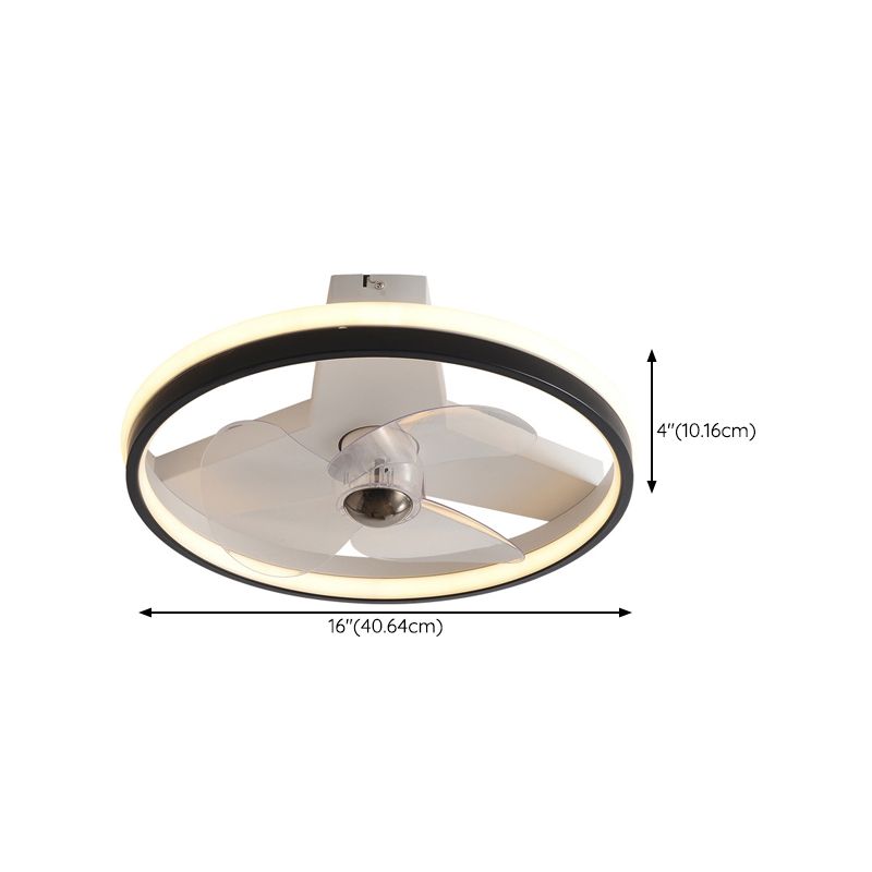 Modernism Single White/Black Ceiling Fan Lamp LED Ceiling Fan Light for Bedroom