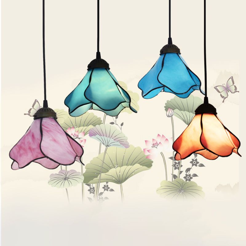 Lotus Buntglas Anhänger Beleuchtungsanlage Tiffany Style Hängnisbeleuchtung
