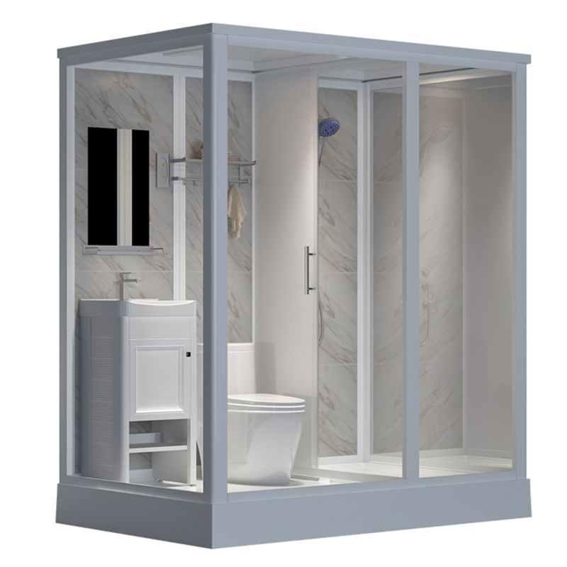 Clear Rectangle Shower Stall Modern Single Sliding Shower Stall