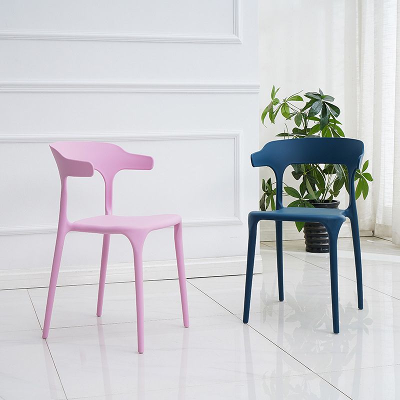 Contemporary Plastic Arm Chair Dining Kitchen Room Open Back Chair