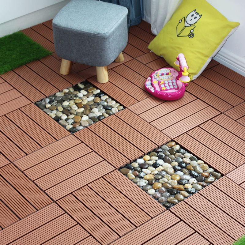 Square Snapping Patio Flooring Tiles Striped Pattern Tile Set Floor Board
