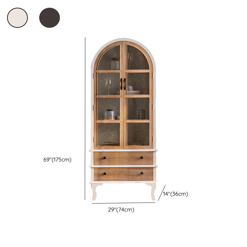 Traditional Solid Wood Display Stand Glass Doors Storage Cabinet for Living Room