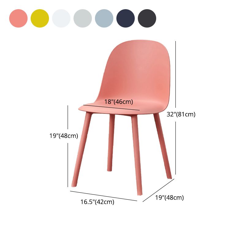 Contemporary Plastic Side Chair Solid Back Kitchen Dining Room Chair