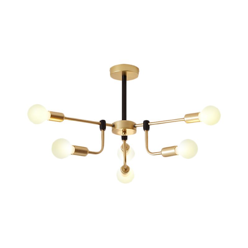 Starburst Ceiling Chandelier Contemporary Metal 6/12/16 Lights Bedroom Suspension Light with Gold Arm