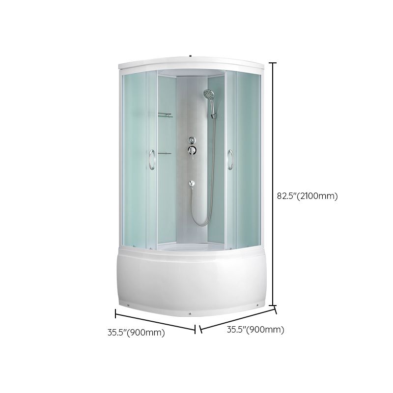 Framed Rounded Shower Stall with Shower Base Tempered Glass Shower Stall