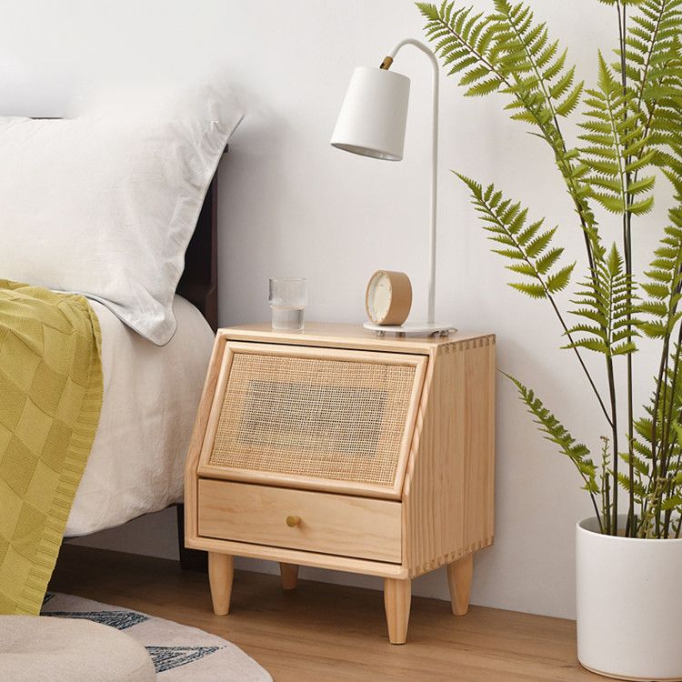 Modern Bed Nightstand Solid Wood Bedside Cabinet for Bedroom