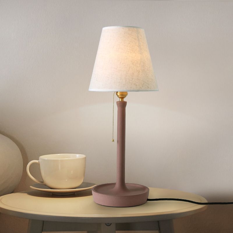 Tapered Desk Lamp in Nordic Style Cement 1 Light Grey/Red/Brown Standing Table Lamp with Pull Chain